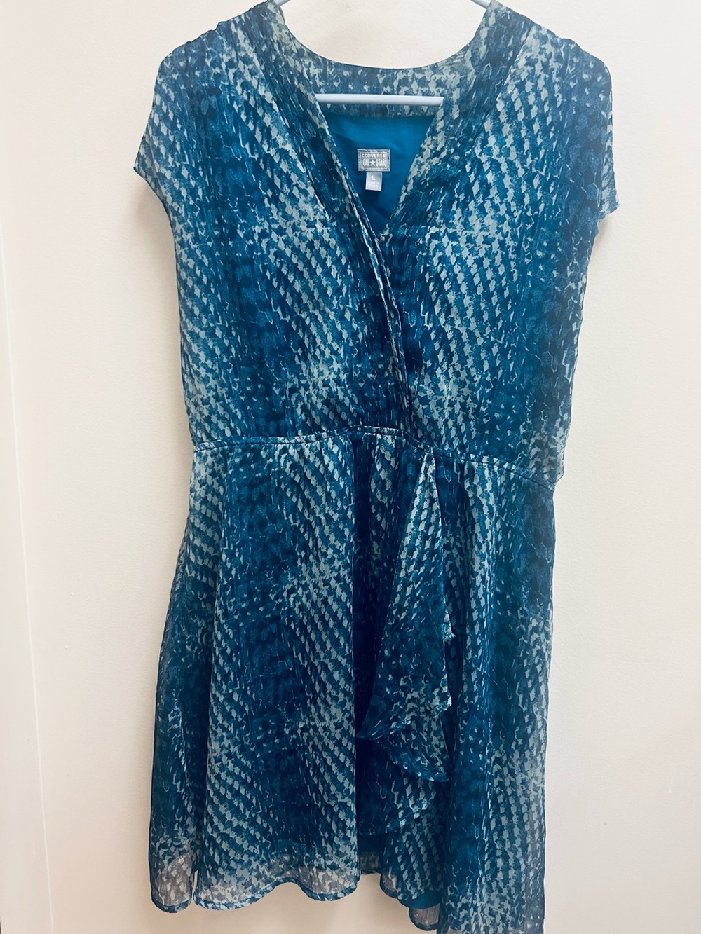 Converse Teal & White Patterned Wrap Midi Dress size large